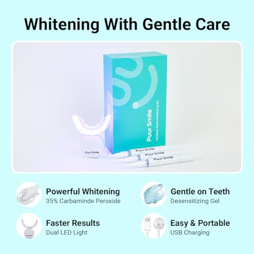 LED Light Teeth Whitening Kit – Professional Gel & Syringes for Sensitive Teeth – Removes Stains from Coffee, Wine & Smo