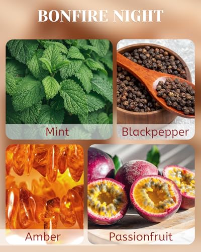 Bonfire Night 18oz Grapefruit & Amber Candle - Long-Lasting Non-Toxic Soy Wax with Wooden Wick for Home Decor