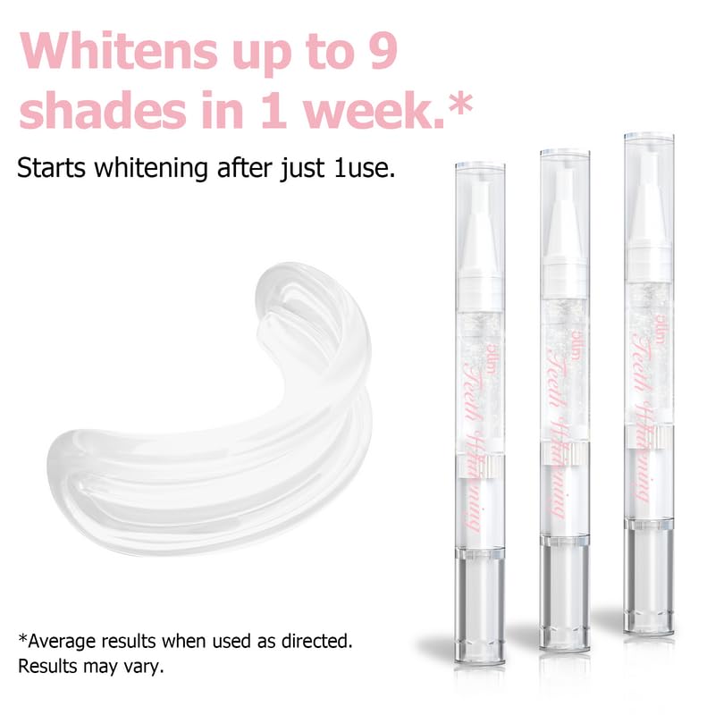 Sensitive Teeth Whitening Kit with LED Light - Ollm 32x Strips & Gel Pen for Oral Beauty