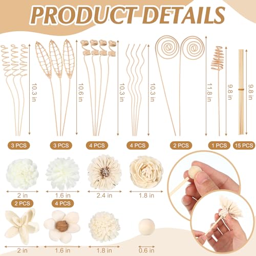 Queekay 32 Pc Natural Rattan Reed Diffuser Set with 11 Fragrances